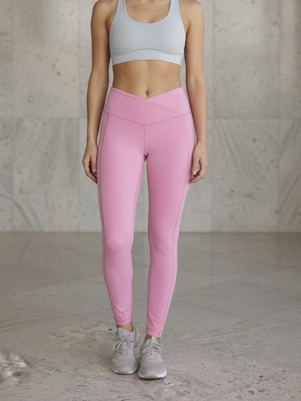 YoHigh-Waist Pink V-Front Performance Leggings